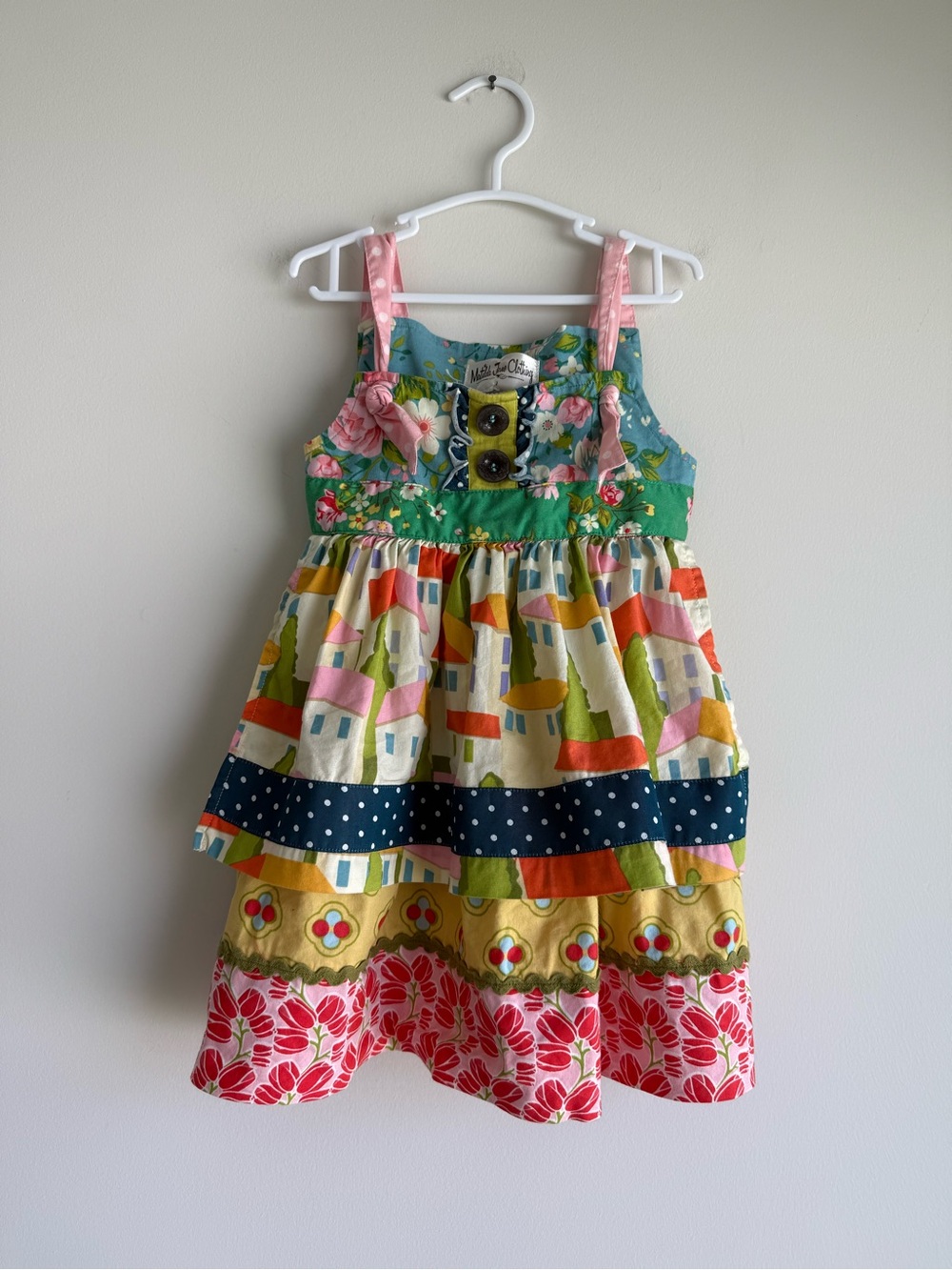 Matilda Jane Perry Inn Knot Apron Dress Girls Size 2 Good Hart Cottage Floral